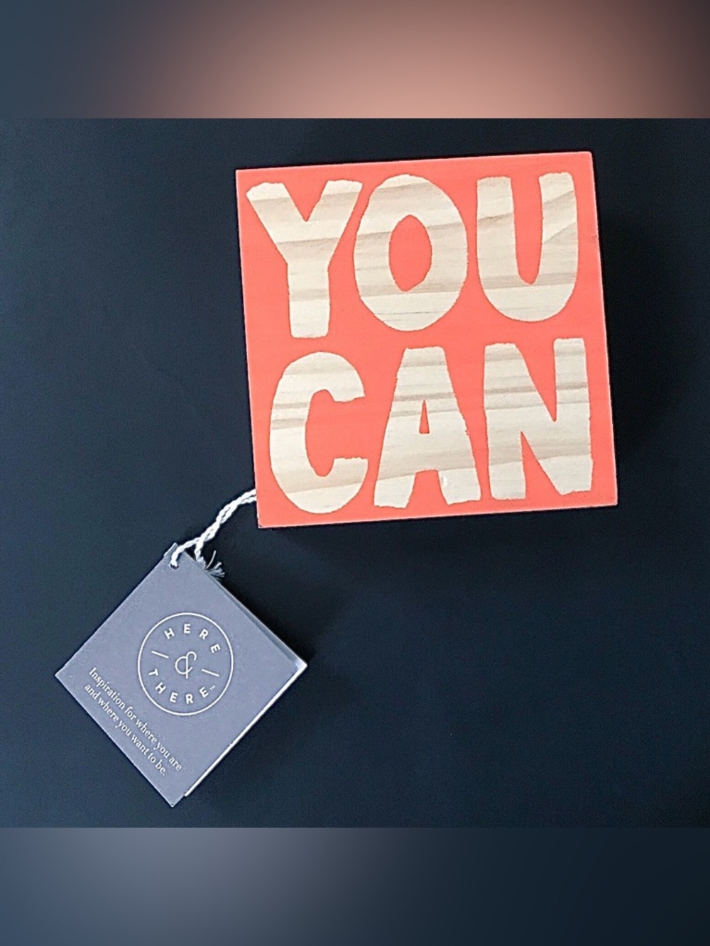 Inspirational Wood Accent Block Plaque Desk Decor Orange Minimalist Encouragment